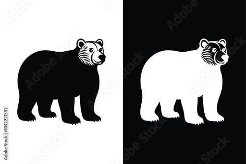 Vector illustration logo bear silhouette, bear isolated on white background.