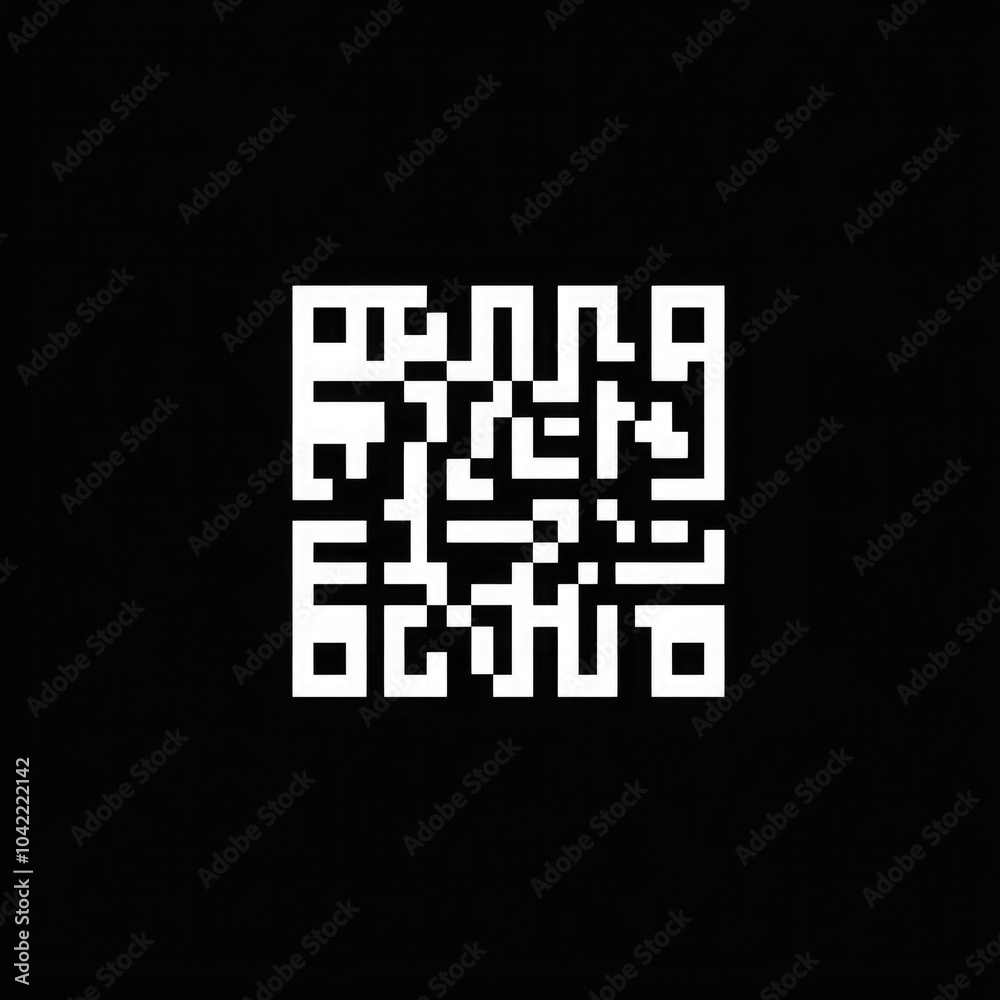 simple clip-art icon of a QR code for crypto payments, in bold black and white with a sleek, modern layout simple clip-art icon of a QR code for crypto payments, in bold black and white with a sleek, modern layout