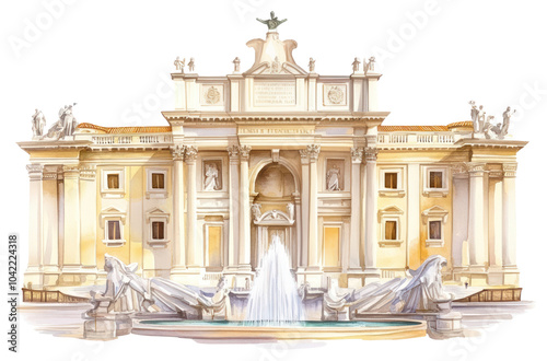 PNG Trevi fountain architecture illustration.