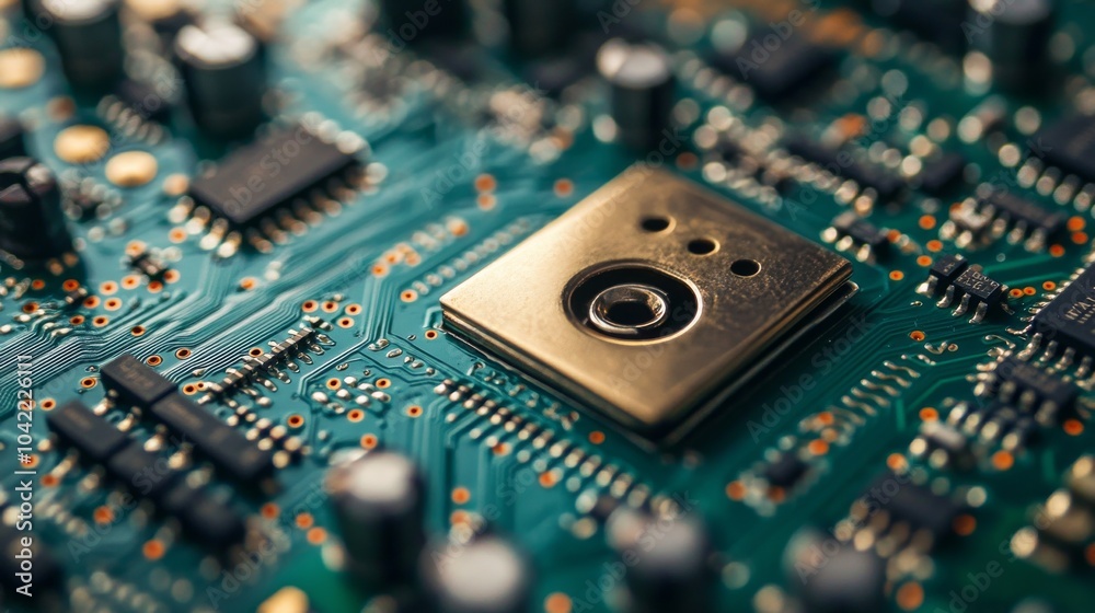 A digital lock placed on a microprocessor showcasing cybersecurity concepts in technology A digital lock placed on a microprocessor showcasing cybersecurity concepts in technology