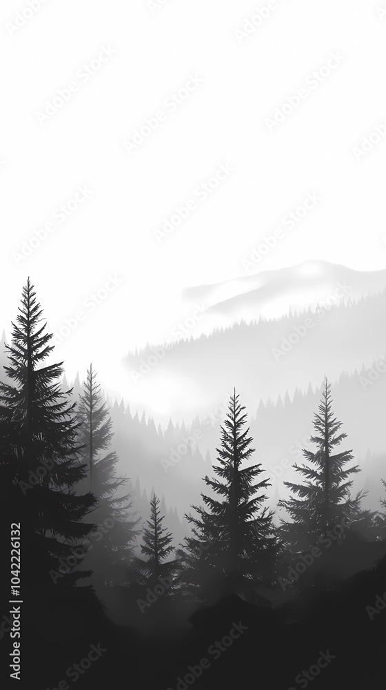 Obraz premium Fog-covered autumn mountain peaks, surrounded by vibrant fall colors and misty valleys, ideal for capturing the beauty of nature in stock images.