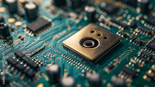 A digital lock placed on a microprocessor showcasing cybersecurity concepts i...