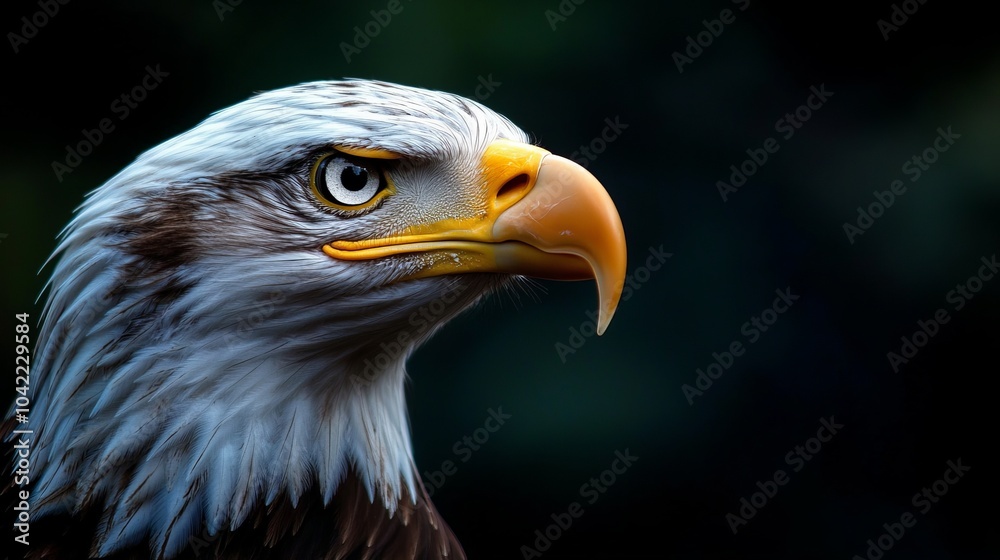 Close-up Portrait of a Bald Eagle with Intense Gaze Close-up Portrait of a Bald Eagle with Intense Gaze