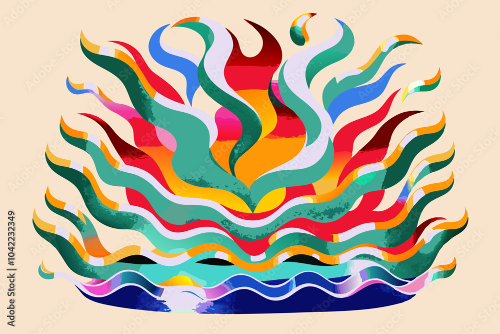Obraz premium Vibrant Abstract Watercolor Flame Design on Pastel Background