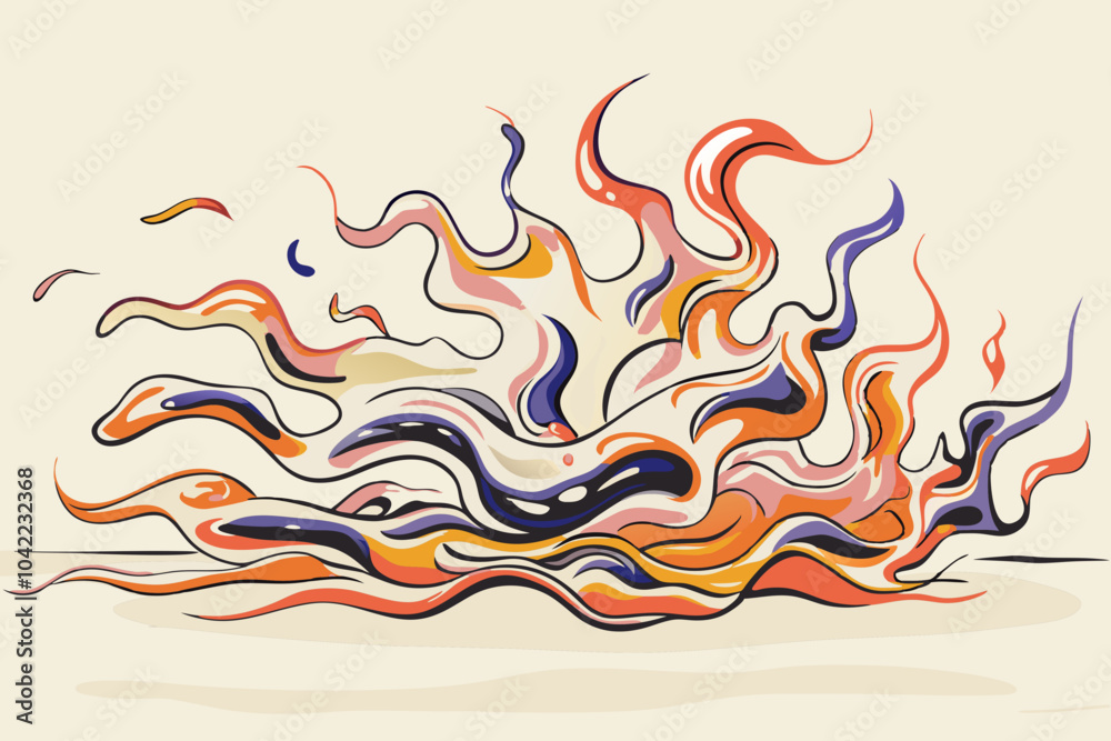 Obraz premium Abstract Colorful Flame Illustration in Modern Art Style