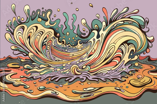 Colorful Abstract Wave Illustration in Modern Art Style