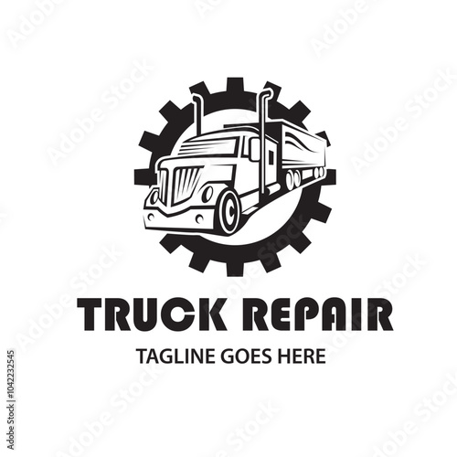 Wallpaper Mural monochrome icon of truck repair service with gear isolated on white background Torontodigital.ca