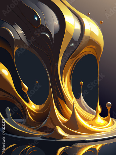 Golden Liquid Swirls - Abstract Metallic Art for Modern Design
