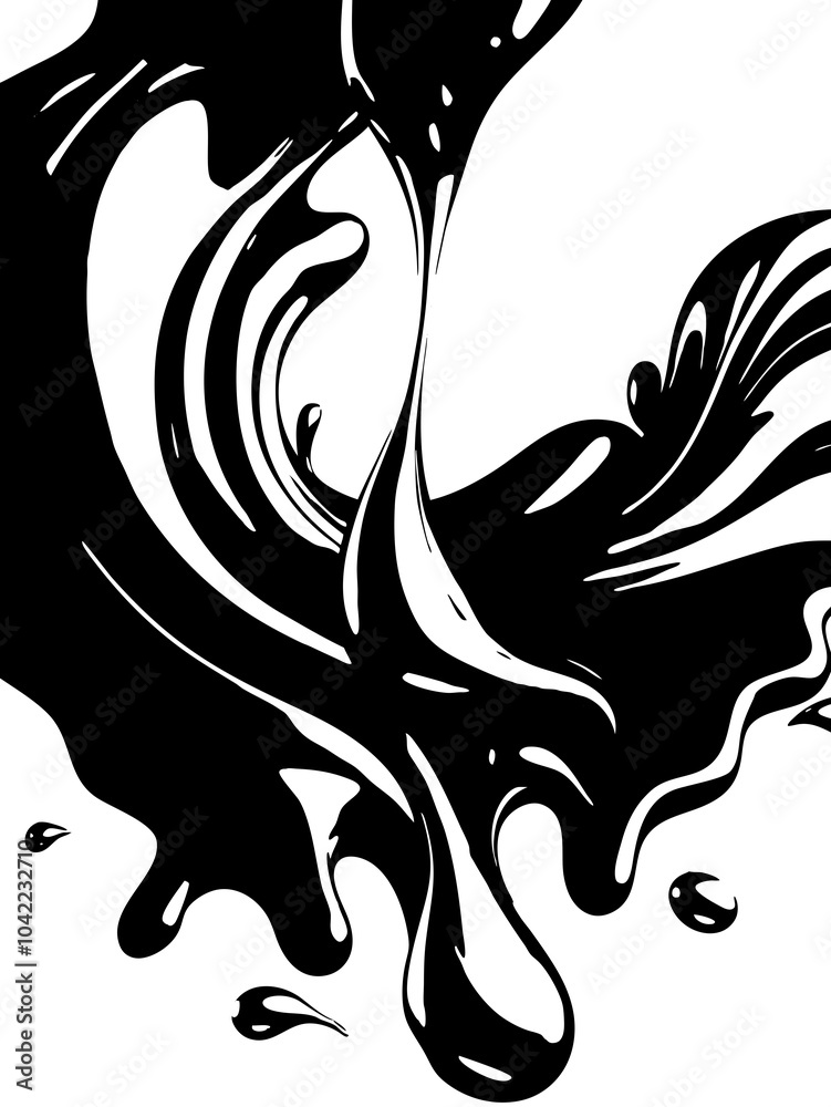 Obraz premium Abstract Black Ink Splatter Design on White Background