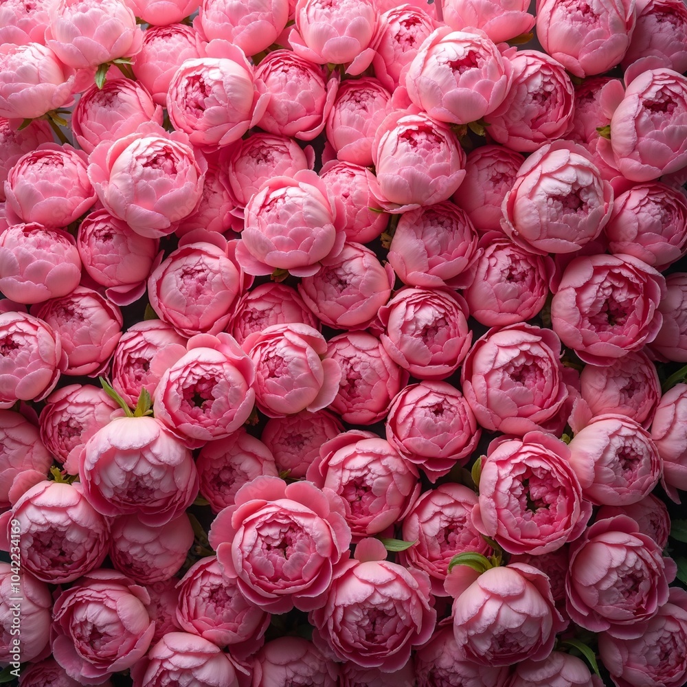 Fototapeta premium Lush pink peony flowers creating a vibrant and romantic backdrop