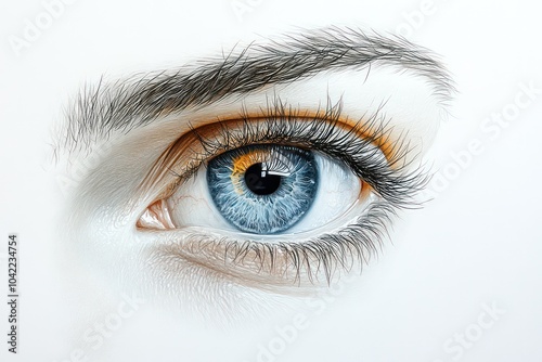 create an image of the eye viewed from the side with detail in the iris in realism as if it were a macro image