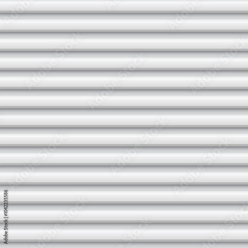 Corrugated metal profiled seamless texture vector background, white horizontal thin lines siding for roofing or fencing