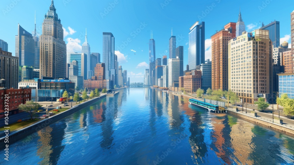 Fototapeta premium Cityscape with River