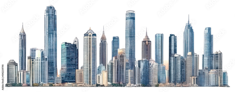 Naklejka premium PNG City of Bangkok in Thailand architecture cityscape landscape.