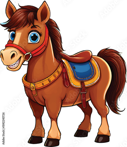Cute colorful horse victor illustration design 