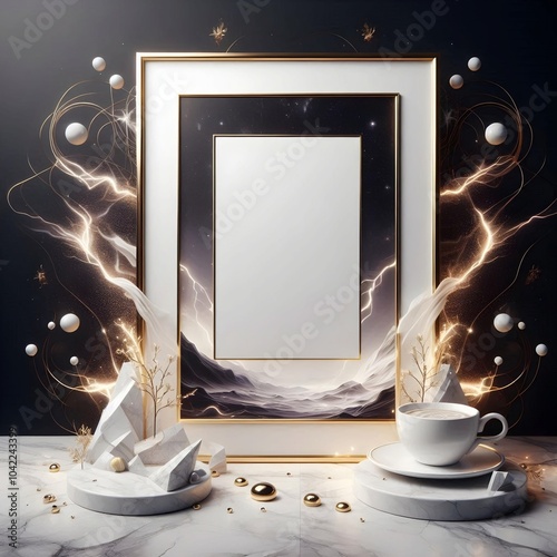 Beautiful photo frame mockup for walls and tiles photo