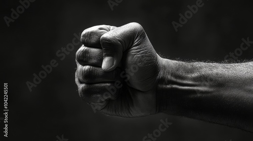 A powerful fist emanating fiery energy in a dramatic display of strength and ...