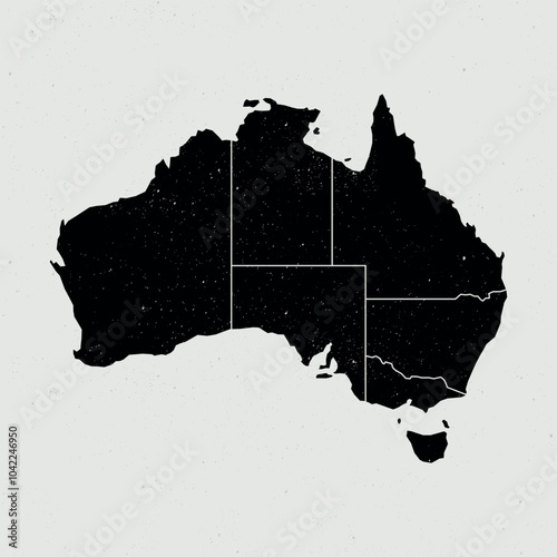 australia vintage icon map. Vintage australia map with regions isolated on white background.
