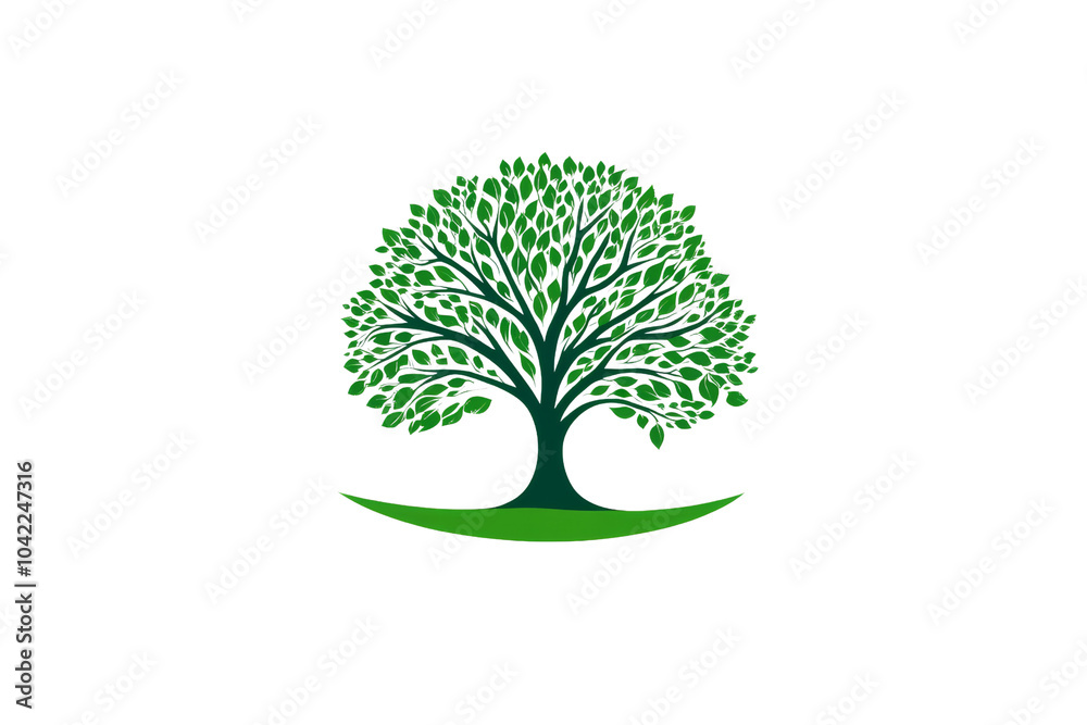 Obraz premium Vibrant green tree illustration , symbolizing nature and growth,Isolated on transparent background