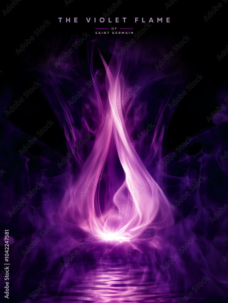 Obraz premium The Violet Flame of Master Saint Germain. Divine energy, transformation. A wonderful gift that the spirit world has made available to clear and dissolve blockages and shadows. Poster, wallpaper. 