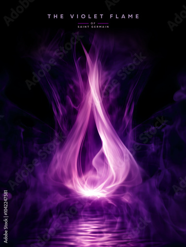 The Violet Flame of Master Saint Germain. Divine energy, transformation. A wonderful gift that the spirit world has made available to clear and dissolve blockages and shadows. Poster, wallpaper.  photo