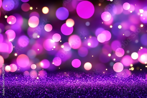 Purple glitter sparkling with bokeh lights background
