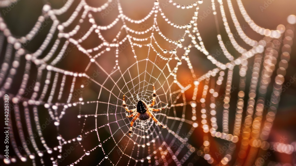 Naklejka premium Spider Web Dew Drops