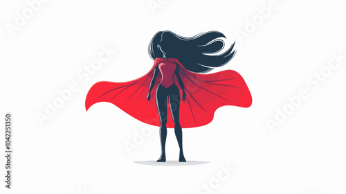 Flat illustration of superhero girl.
