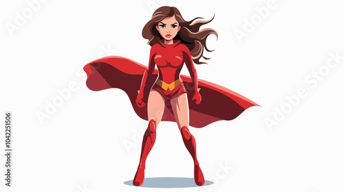 Flat illustration of superhero girl.