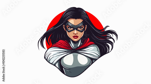 Flat illustration of superhero girl.