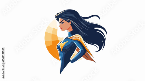 Flat illustration of superhero girl.