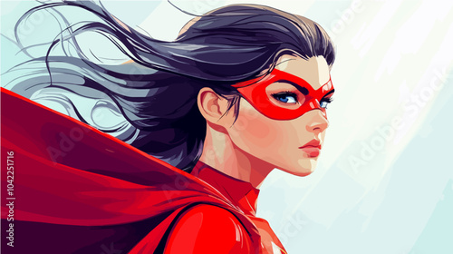 Flat illustration of superhero girl.