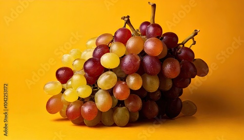 Grapes on a yellow background