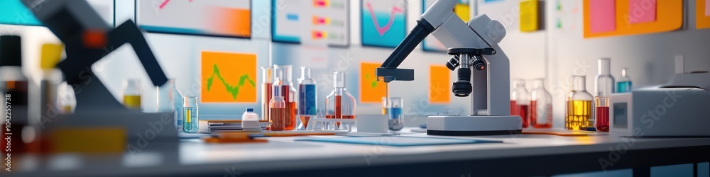 A close-up of innovative scientific instruments beautifully arranged on a desk with colorful charts and graphs symbolizing advancement in research A close-up of innovative scientific instruments beautifully arranged on a desk with colorful charts and graphs symbolizing advancement in research
