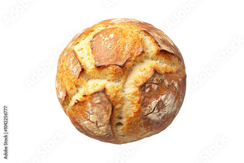 High-quality image of rustic, round artisan bread loaf,Isolated on transparent background photo