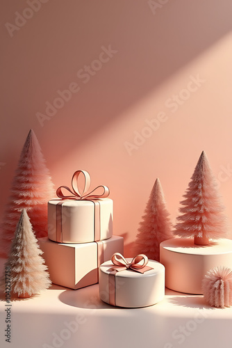 ecorate products festive displays gift boxes trees modern branding presentation showcasing generative ai designs effectively photo