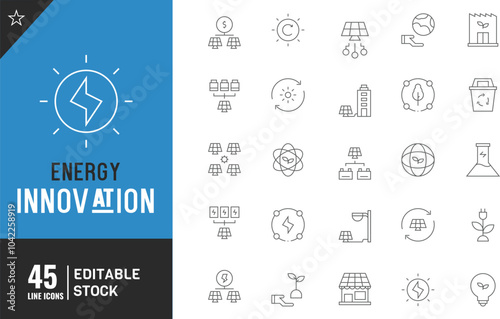 Energy Innovation  Editable line icon set. Thin modern style vector illustration.  photo