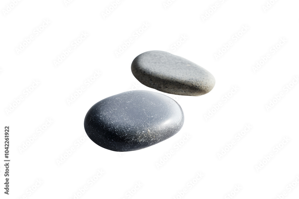 Two smooth stones , showcasing natural textures and colors,Isolated on transparent background Two smooth stones , showcasing natural textures and colors,Isolated on transparent background