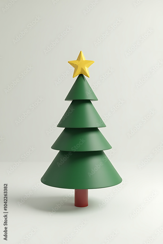 Obraz premium minimal scene features isolated christmas tree simple rendering environment
