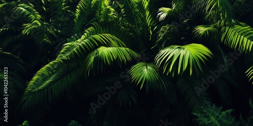 Lush Green Foliage: A Close-Up of Vibrant Palm Leaves Ideal for Nature Themes and Backgrounds