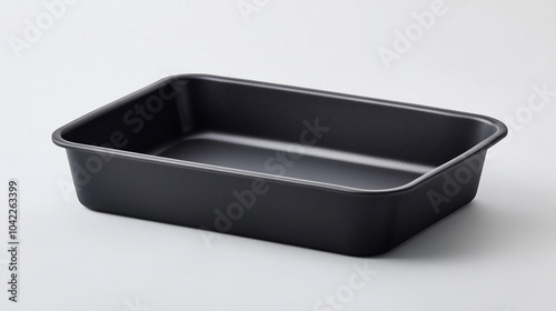 Black Rectangular Baking Dish Isolated on White Background