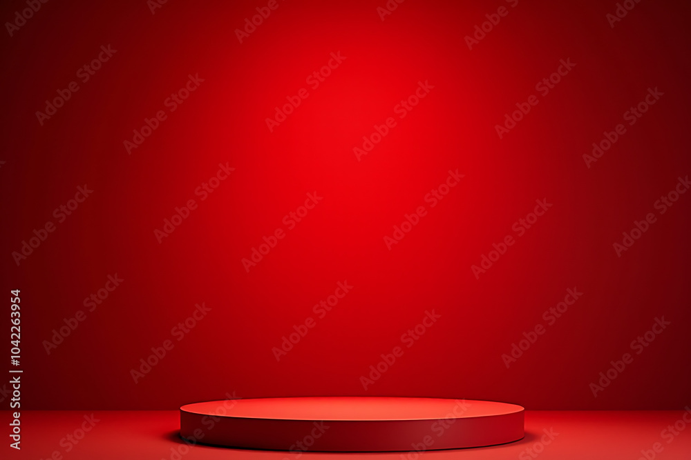Fototapeta premium mock christmas set backdrop features red background stage podium