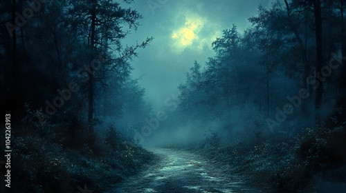 Enchanted Forest Path Under Moonlight