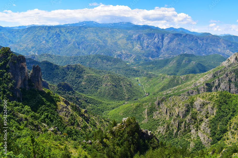 Green mountains and valley landscape in Europe Green mountains and valley landscape in Europe