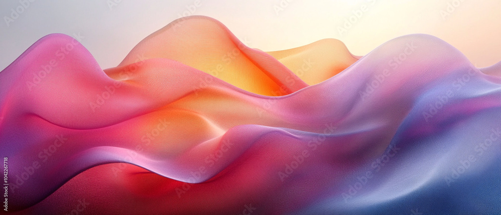 Fototapeta premium Abstract colorful line waves on light background, 3d render, Background wallpaper design