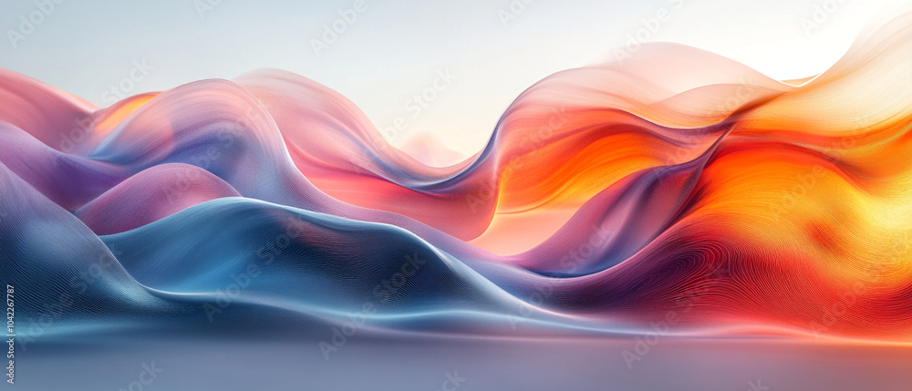 Abstract colorful line waves on light background, 3d render, Background wallpaper design Abstract colorful line waves on light background, 3d render, Background wallpaper design