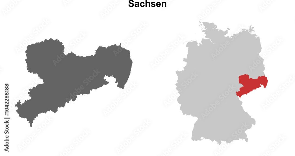 Fototapeta premium Sachsen state blank outline map set