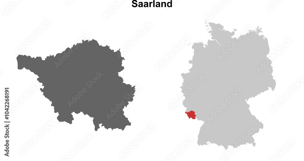 Obraz premium Saarland state blank outline map set