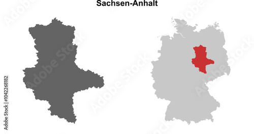 Sachsen-Anhalt state blank outline map set