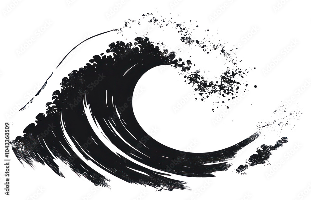 Obraz premium PNG Wave icon stroke black brush.